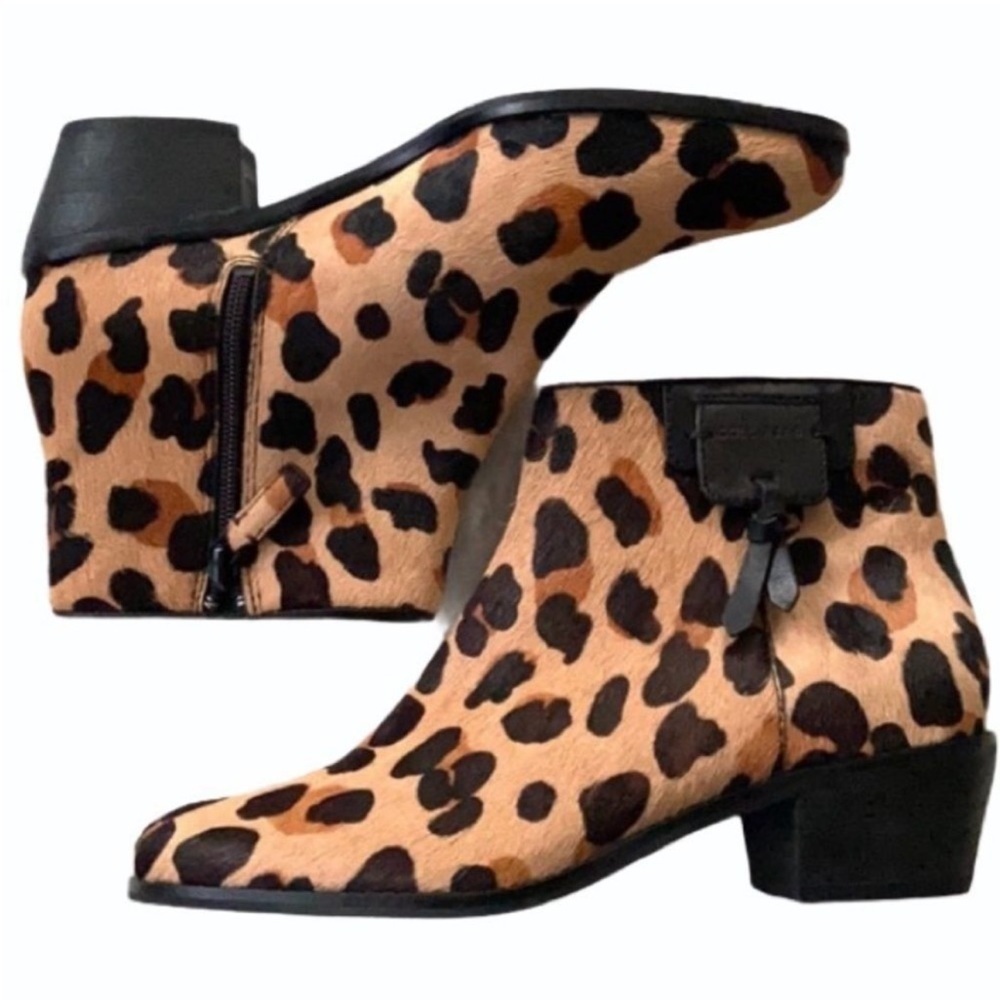 Cole Haan Calf Hair / Leather Leopard Print Ankle Boots Women’s Size 7.5